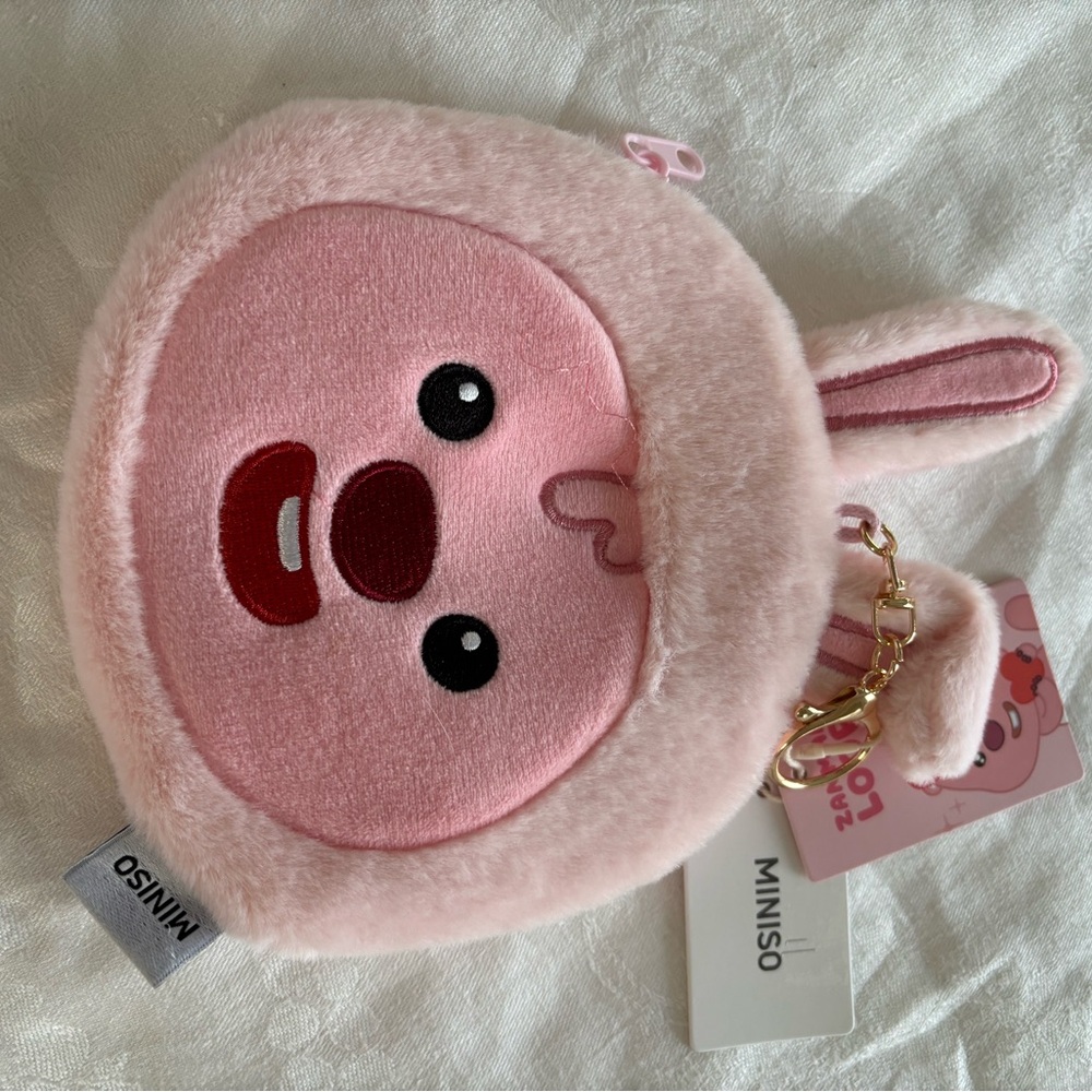 LOOPY Miniso Pink Bunny Plush Coin Purse NEW